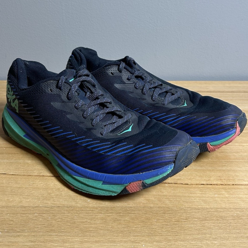 Hoka Torrent 2 Navy Blue Teal Lace Up Cushioned Outdoor Trail Running Shoes